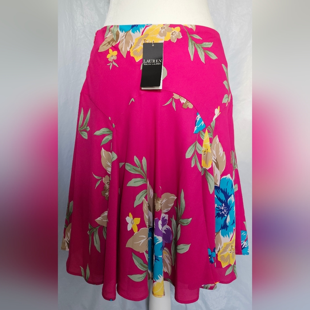 Lauren Ralph Lauren Floral Midi Skirt in Fuchsia NWT - Picture 9 of 9